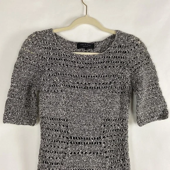 Rag and Bone Hart Cutout Back Open Weave Cotton Marled Knit Fitted Mini Dress